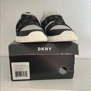 DKNY Kids Silver and Black Sneakers